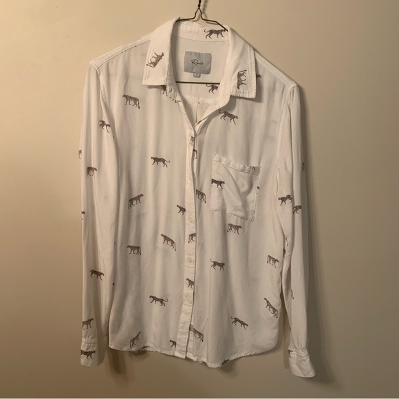 Rails Charcoal Wild Cats Rayon Button Up Long Sleeve Shirt S - Picture 3 of 10